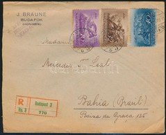1936 Ajánlott Levél Budavár Bélyegekkel Brazíliába - Autres & Non Classés