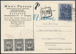 1939 Külföldre Küldött Levelezőlap Román Portózással - Sonstige & Ohne Zuordnung