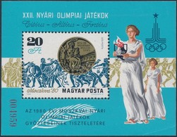 ** 1980 Moszkvai Olimpiai érmesek Blokk, 'A Magyar Posta Ajándéka' (18.000) (jobb Alsó Sarok Törött / Folded Corner) - Andere & Zonder Classificatie