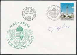 1992 Magyarok III. Világkongresszusa FDC A Tervező, Saphier Herbert Aláírásával - Altri & Non Classificati