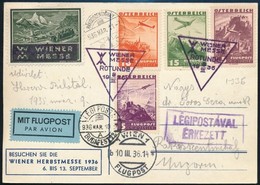 1936 Légi Képeslap Sok Bélyeges Bérmentesítéssel és Levélzáróval Magyarországra / Airmail Cover With 4 Stamps Franking A - Other & Unclassified