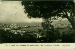 SPAIN - CEUTA - ENTRE LAS AGUAS DEL MEDITERRANEO Y DEL ESTRECHO DE GIBRALTAR - FOTO RUBIO - RPPC POSTCARD 1956 ( BG2805) - Ceuta
