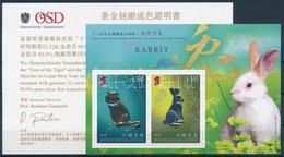 ** 2011 Kínai állatjegyek, Tigris és Nyúl Blokk, Arany és Ezüst Fóliával, Osztrák Tanúsítvánnyal Mi 223 - Autres & Non Classés