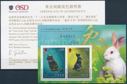 ** 2011 Kínai állatjegyek, Tigris és Nyúl Blokk, Arany és Ezüst Fóliával, Osztrák Tanúsítvánnyal Mi 223 - Altri & Non Classificati