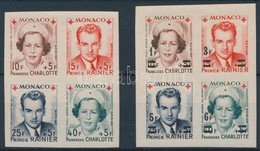 ** Monaco 1949-1951 Mi 397-400 + 451-454 Vágott összefüggések /
Imperforate Blocks Of 4 - Other & Unclassified