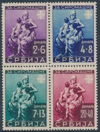 ** Szerbia 1942 Mi 82-85 Az Utolsó értéken Az Anya Bal Térdén Található A Tervező Neve / Mi 85I Plate Variety ( Mi EUR 8 - Altri & Non Classificati