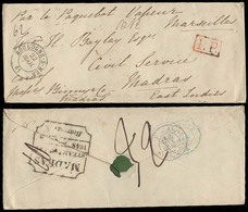 FRANCE. 1848. Boulogne Sur Mer - India. Stampless Env / PP / Taxed 39 / French Mail. Madras / Shipletter. VF. Fwded / C/ - Sin Clasificación