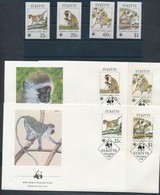 ** 1986 WWF Zöld Majom Sor Mi 184-187
+ 4 CM + 4 FDC-n - Autres & Non Classés