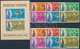 ** 1968 Nyári Olimpia, Mexikó Fogazott és Vágott Sor Mi 661-666 + Blokk 35 - Altri & Non Classificati