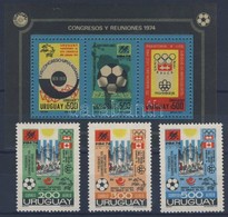 ** 1974 Kongresszusok és Eredmények UPU, Labdarugó VB, Téli Olimpia Mi 1313-1315+blokk 21 - Other & Unclassified