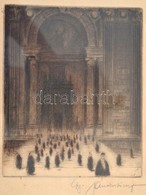 Gy Andor József (?-?): Bazilika Bejárat. Rézkarc, Papír, Jelzett, üvegezett Keretben, 17×14 Cm - Other & Unclassified
