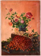 Csikos Jelzéssel: Rózsás Csendélet. Olaj, Vászon, Kis Vászon Hibákkal, 78×57 Cm - Sonstige & Ohne Zuordnung