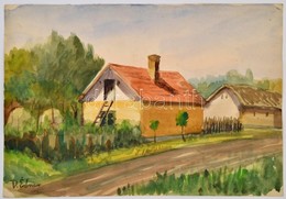 Ebner Jelzéssel: Falusi Utca Részlet. Akvarell, Papír, 21×31 Cm - Andere & Zonder Classificatie