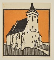 Kós Károly (1883-1977): Templom, Színes Linómetszet, Papír, Jelzés Nélkül, Paszpartuban, 10×10 Cm - Otros & Sin Clasificación
