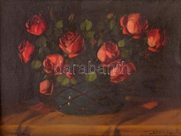 Murin Vilmos (1891-1952): Rózsás Csendélet. Olaj, Vászon, Jelzett, Keretben, 31×40 Cm - Autres & Non Classés