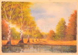 Neogrády Jelzéssel: Nyárfa Sor. Akvarell, Papír, üvegezett Keretben, 23×34 Cm - Sonstige & Ohne Zuordnung
