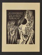 Menyhárt József (1901-1976):In Memoriam Galambos Ferencné. Fametszet, Papír, Jelzett A Dúcon, 9×8 Cm - Other & Unclassified