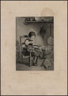 4 Db Vegyes Témájú Acélmetszet (Der Grossvater, Die Spieler, Aus Der Schule, Die Nascherin) - Estampes & Gravures