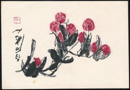 Miniatűr Kínai Fametszet. Színezett. Qui Baishi, Gyümölcsfa ága. / Chinese Woodcut 18,3x12,6 Cm - Prints & Engravings