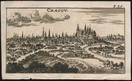 Cca XVII. Század. Krakkó Látképe, Rézmetszet, 6,5x11,5 Cm/
Cca 17th Century View Of Cracow, Copper Engraving, 6,5x11,5 C - Estampas & Grabados