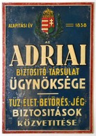 Cca 1920 Adriai Biztosító Társaság Zománcozott Fémtábla 26x36 Cm - Andere & Zonder Classificatie