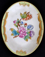 Herendi Viktória Mintás Porcelán Tálka, Herendi Dobozban, Kézzel Festett, Jelzett, Hibátlan, 9,5×7 Cm - Altri & Non Classificati