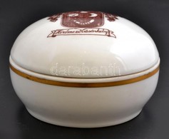 Alföldi Porcelán Bonbonier Hódmezővásárhely Címerével, Matricás, Jelzett, Kis Kopásnyomokkal, D: 9 Cm, M: 5 Cm - Otros & Sin Clasificación