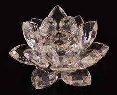 Swarovski Tavirózsás Gyertyatartó, Csiszolt, Csorba és Karcolás Nélkül, Jelzett, D: 12 Cm, M:6 Cm - Vidrio & Cristal