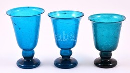 3 Db Fújt Talpas Pohár, Csorba Nélkül, M: 12-14 Cm - Glas & Kristal