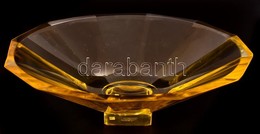 Moser Art Deco Kínáló Tál, Formába öntött, Jelzett, Alján Karcolásokkal, Csorba Nélkül, M: 9,5 Cm, D: 33 Cm - Verre & Cristal