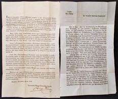 1852 A Torontáli Maros Társulat 2 Db Nyomtatott Meghívója Folyószabályozással Kapcsolatos Közgyűlés Tárgyában, Magyar Il - Sin Clasificación