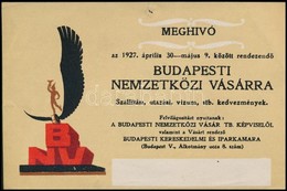 1927 Meghívó A Budapesti Nemzetközi Vásárra, Kitöltetlen - Non Classificati
