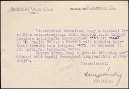 1935 Szolnok, A Szolnoki Vívó Club Főtitkárának Levele Kilépési ügyben, A Vármegyeházára Címezve - Non Classificati