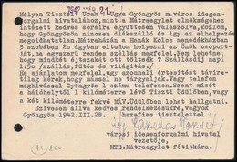 1942 Gyöngyös, A Gyöngyösi Idegenforgalmi Hivatallevelezőlapja - Unclassified