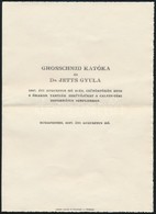 1927 Bp.,Dr. Jetts Gyula és Grosschmid Katóka Esküvői Meghívója, Valamint Fotója A Kálvin-téri Református Templom Előtt, - Non Classificati