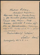 1953 Zebegény, Szőnyi István (1894-1960) Festő Levele, Saját Kezű Soraival, és Aláírásával Schey Ferenc (1925-1997) Fest - Non Classificati