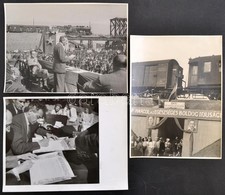 Cca 1949 Gerő Ernő Közlekedési Miniszter Vasúti Pálya és Híd átadó ünnepségen. 3 Db Fotó 24x18 Cm - Otros & Sin Clasificación