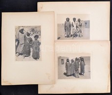 1935 Egyiptom, Asszuán. A Bishari Törzs Tagjai, 3 Db Fotó Kartonon, Kettő Hátoldalán Feliratozva, A Kartonon Folttal, 17 - Autres & Non Classés