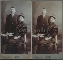 1906 2 Db Mai Manó és Társa Keményhátú Kabinet Fotó Különféle Retussal 11x21 Cm - Autres & Non Classés
