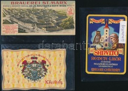 Festetich Herceg Uradalmi Pincészet Boroscímke, San Vito Remete Likőr Italcímke + St Marx Sörfőzde Litho Számolócédula - Publicidad