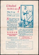 1931 Stadler Mihály Vasárugyár Színes Reklámlap, Hátlapján Kodak Fotópályázat Reklámmal - Werbung