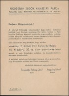 Cca 1948 A Független Zsidók Választási Pártja Meghívója, Ill. Elfogadói Nyilatkozata - Autres & Non Classés