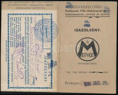 1935 A Magyar Izraelita Egyetemi és Főiskolai Hallgatók  Egyesülete Fényképes Tagsági Igazolványa - Autres & Non Classés