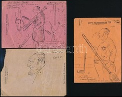 Cca 1930-1955 5 Db Judaika Témájú Karikatúra - Other & Unclassified