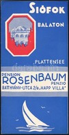 1930 Siófok, Rosenbaum Ortodox Kóser Panzió és étterem, Magyar és Német Nyelvű Kihajtható Képes Idegenforgalmi Füzet - Altri & Non Classificati