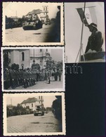 Cca 1943 Jászberény Katonai Felvonulás Magyar és Német Alakulatokkal, Harckocsival 4 Db Fotó 6x9 Cm - Autres & Non Classés