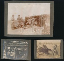 Cca 1914-1918 Katonák Lövegekkel, 3 Db Albumlapra Ragasztott Fotó, 4,5×5,5 és 7,5×10 Cm - Autres & Non Classés