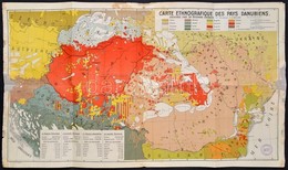 Cca 1928 Carte Ethnografique Des Pays Danubiens. A Dunai Országok Néprajzi Térképe. Összeállította: Dr. Györffy István.  - Andere & Zonder Classificatie