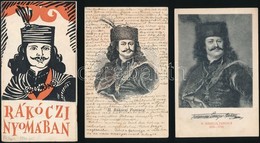 Cca 1906-1940 7 Db Rákóczi Ferenccel Kapcsolatos Nyomtatvány (képeslapok, Prospektus - Rákóczi Nyomában, Fotólapok) - Non Classés