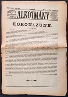 1916 Alkotmány. XXI. évf. 362. Sz., 1916. Dec. 20. Papírkötés, Szakadozott. Koronázási Szám, Benne Számos érdekes írássa - Sin Clasificación